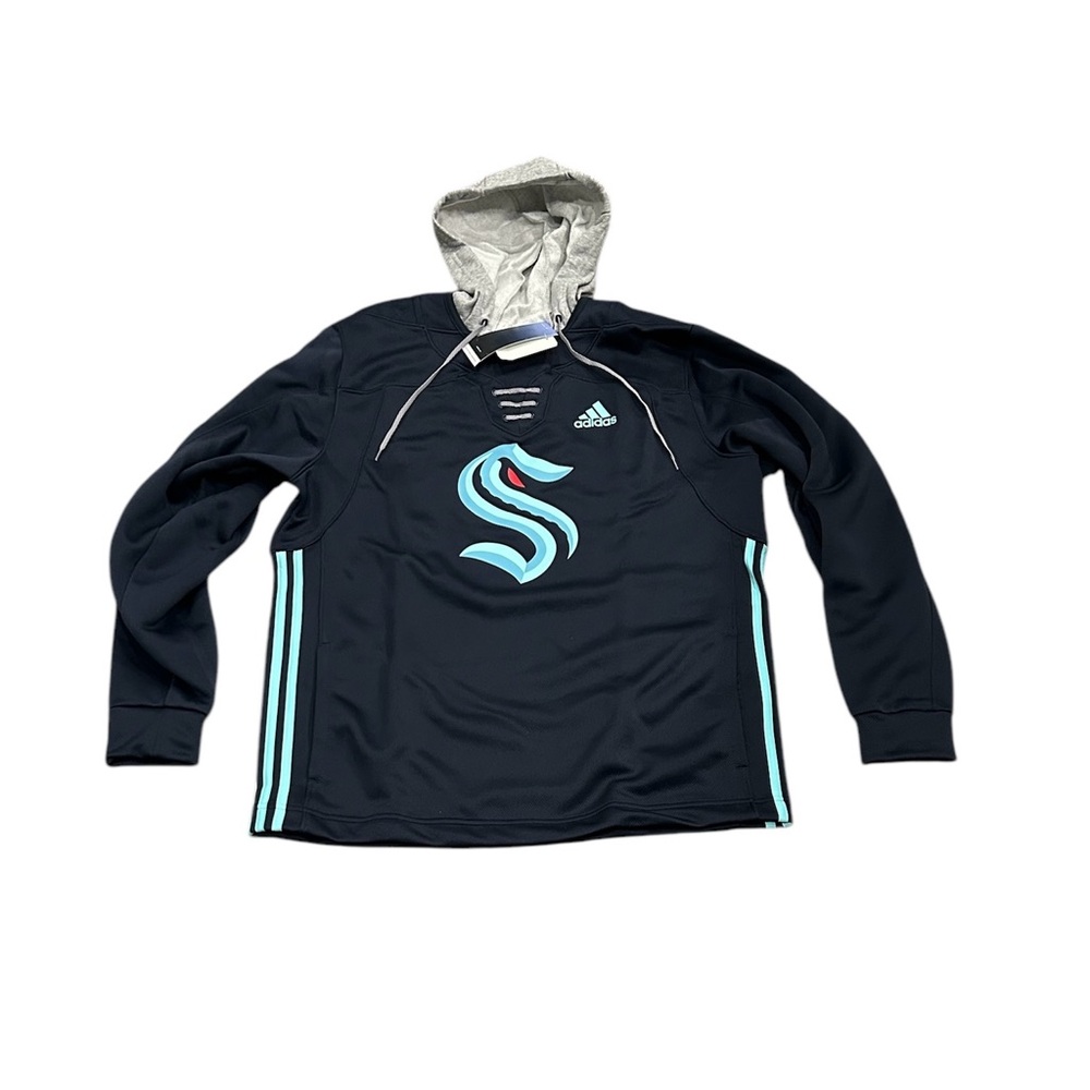 Seattle Kraken Adidas Men’s Skate Lace Logo Pullover Hoodie‎ Sweatshirt